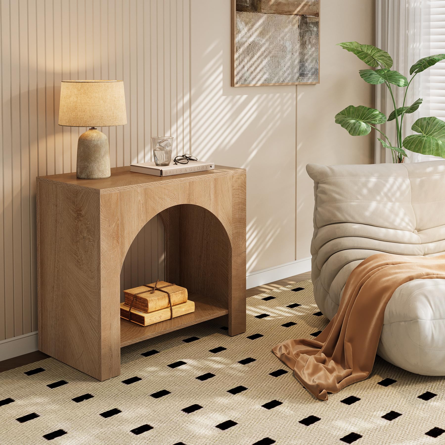 Tribesigns Nightstand with Storage, Large Bedside Table for Bedroom, Farmhouse Night Stand with Wooden Base, Wooden Side End Table for Bedroom, Accent Furniture, Easy Assembly (1, Light Brown) - Image 6