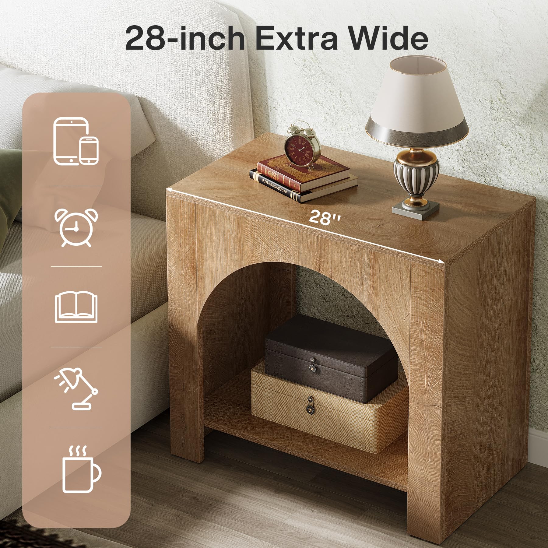 Tribesigns Nightstand with Storage, Large Bedside Table for Bedroom, Farmhouse Night Stand with Wooden Base, Wooden Side End Table for Bedroom, Accent Furniture, Easy Assembly (1, Light Brown) - Image 9