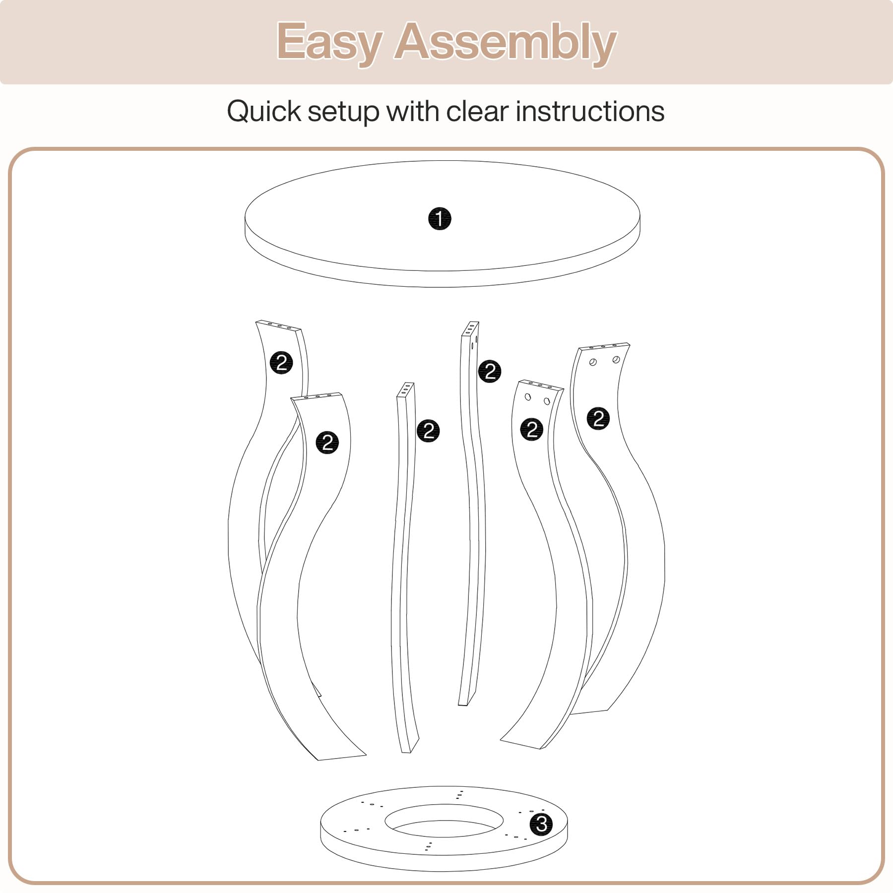 Tribesigns Round End Side Table: Farmhouse Wooden Side Table for Living Room, Bedside Nightstand with Curved Frame, Accent Nightstand for Bedroom, Small Spaces, Brown(1PC) - Image 7