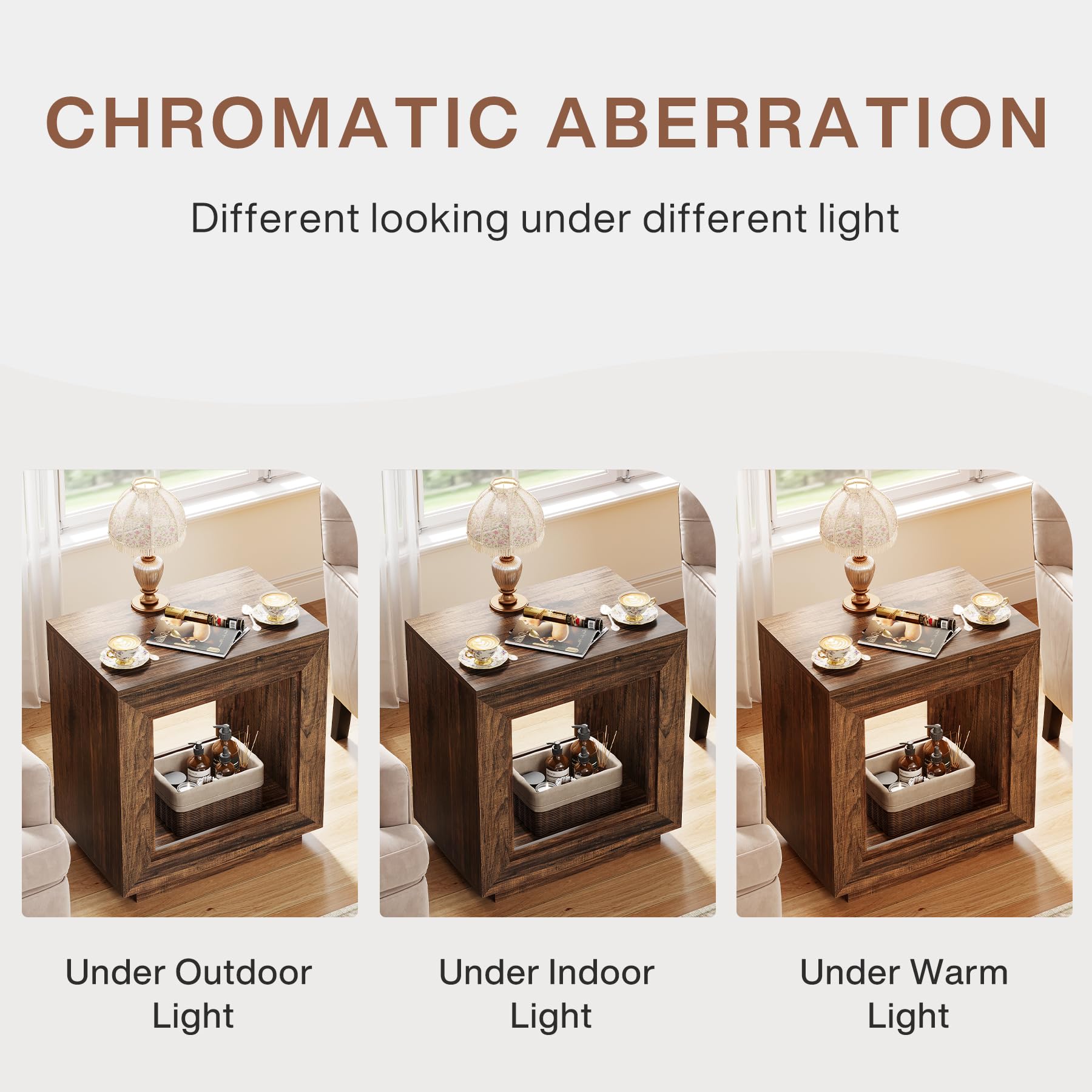 Tribesigns Rustic Wood End Table, 2 Tiered Square Side Table with Storage Shelf, Industrial Sofa Side Table for Living Room, Entrance (Rustic Brown) (1) - Image 6