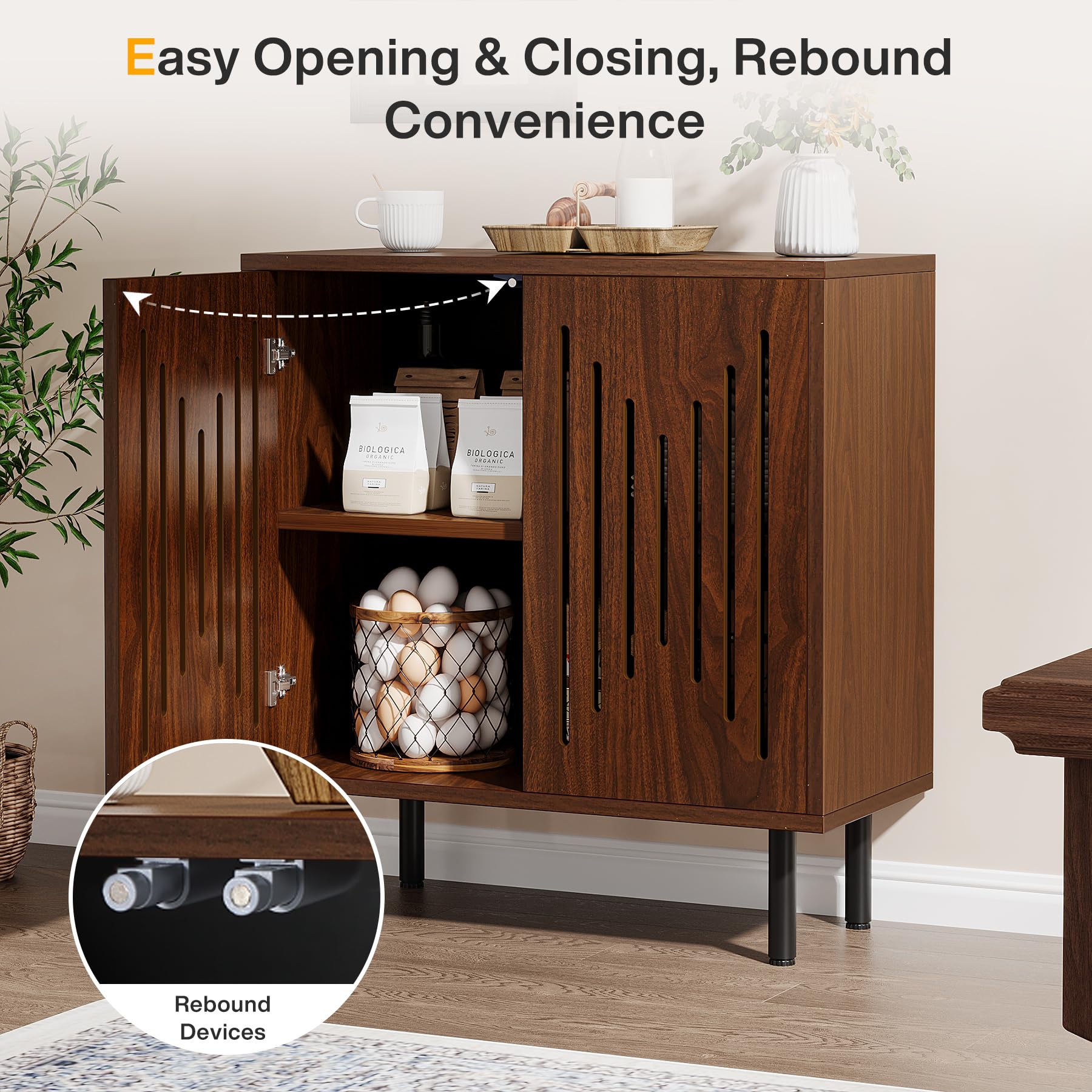 Tribesigns Set of 2 Sideboard Buffet with Storage, 59" Buffet Sideboard Cabinet with Adjustable Shelves, Accent Storage Cabinet for Living Room, Dark Brown - Image 7