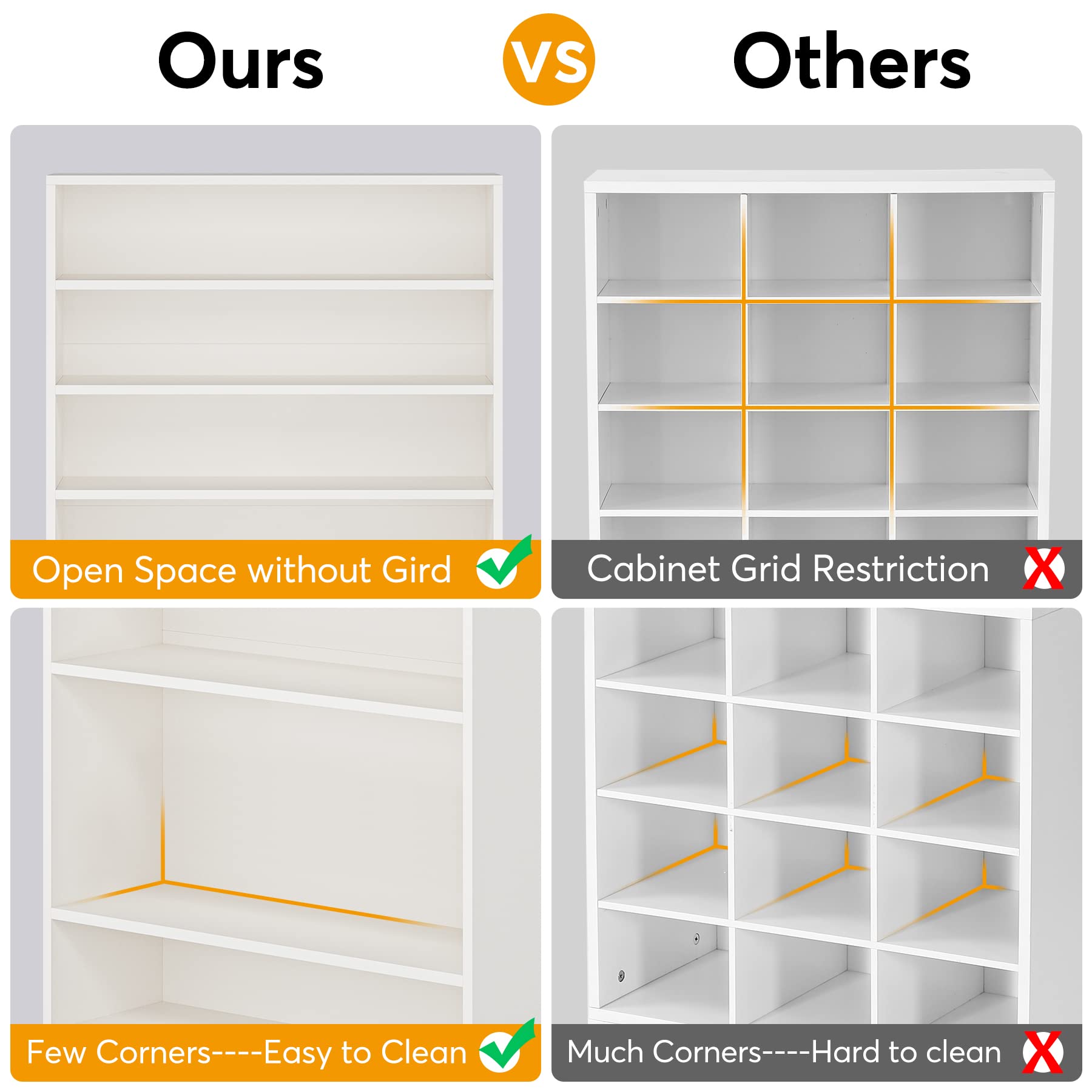 Tribesigns Shoe Cabinet, 9 Tiers 40-45 Pairs Heavy Duty Wood Freestanding Shoe Storage Cabinet, 70.8'' Tall Shoe Cabinet with Open Storage for Entryway, White - Image 6