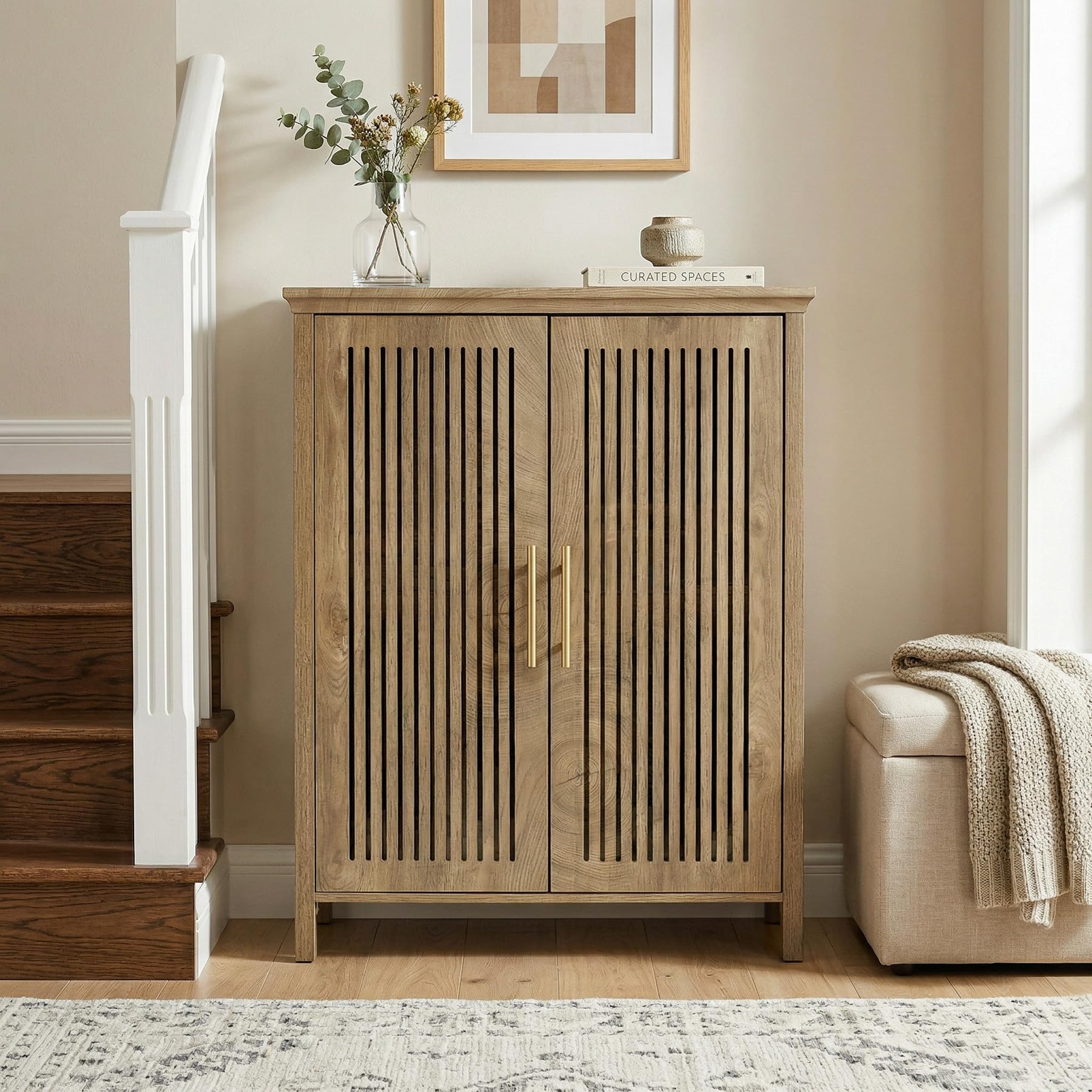 Tribesigns Shoe Cabinet Storage for Entryway, Wooden Shoe Cabinet with Doors and Adjustable Shelves, 5-Tier Tall Shoe Rack Living Room Furniture - Image 6