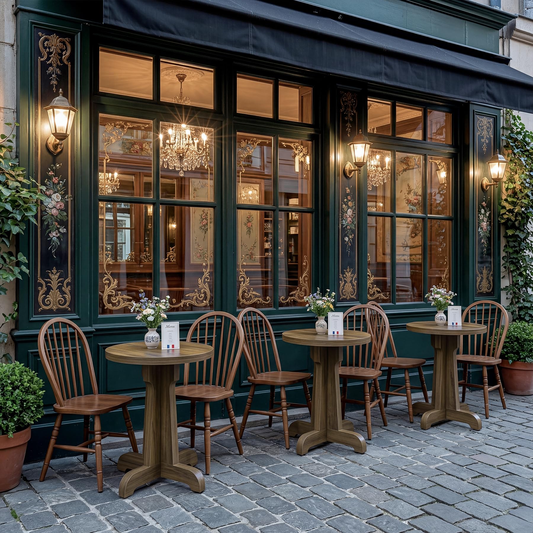 Tribesigns Small Round Commercial Dining Table for 2, Farmhouse Dinner Table with Thick Top, for Restaurant, Cafe, School, Bakery, Apartment, Brown - Image 4