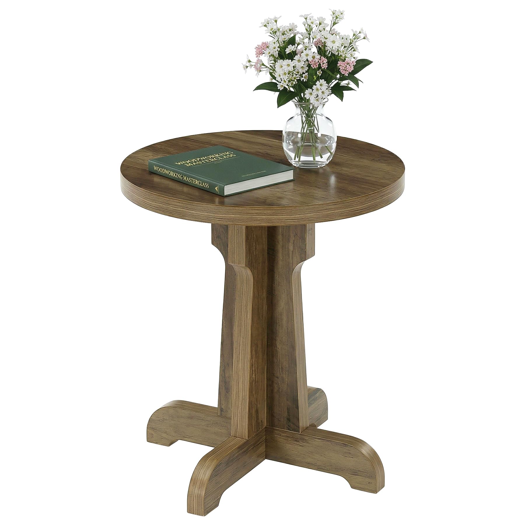 Tribesigns Small Round Commercial Dining Table for 2, Farmhouse Dinner Table with Thick Top, for Restaurant, Cafe, School, Bakery, Apartment, Brown - Image 9