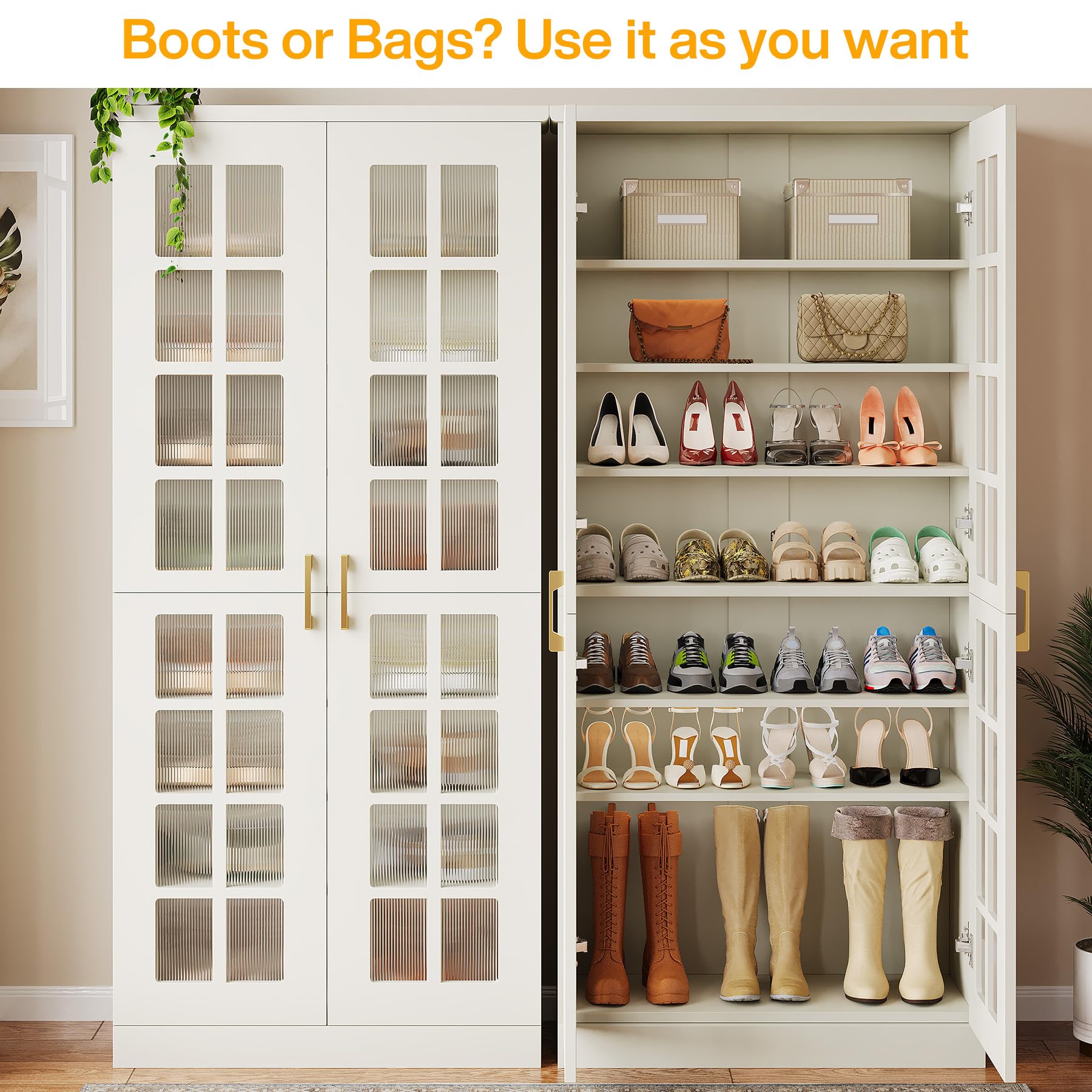 Tribesigns Tall Shoe Cabinet with Doors, 8-Tier Shoe Storage with Adjustable Shelves, Modern Shoe Organizer Shoe Rack Cabinet for Entryway, Hallway, Closet, Living Room, White - Image 6