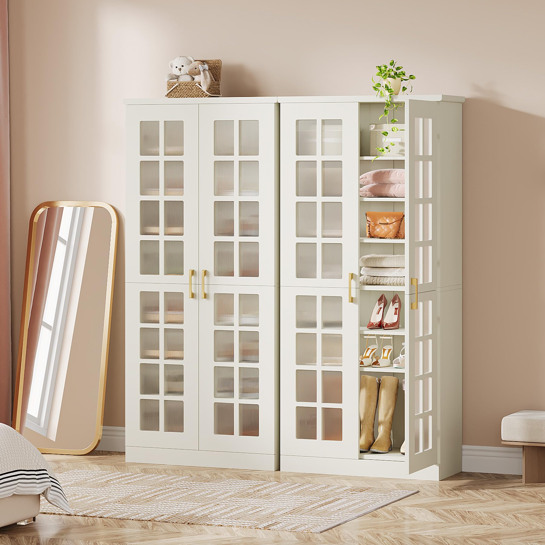 Tribesigns Tall Shoe Cabinet with Doors, 8-Tier Shoe Storage with Adjustable Shelves, Modern Shoe Organizer Shoe Rack Cabinet for Entryway, Hallway, Closet, Living Room, White - Image 7