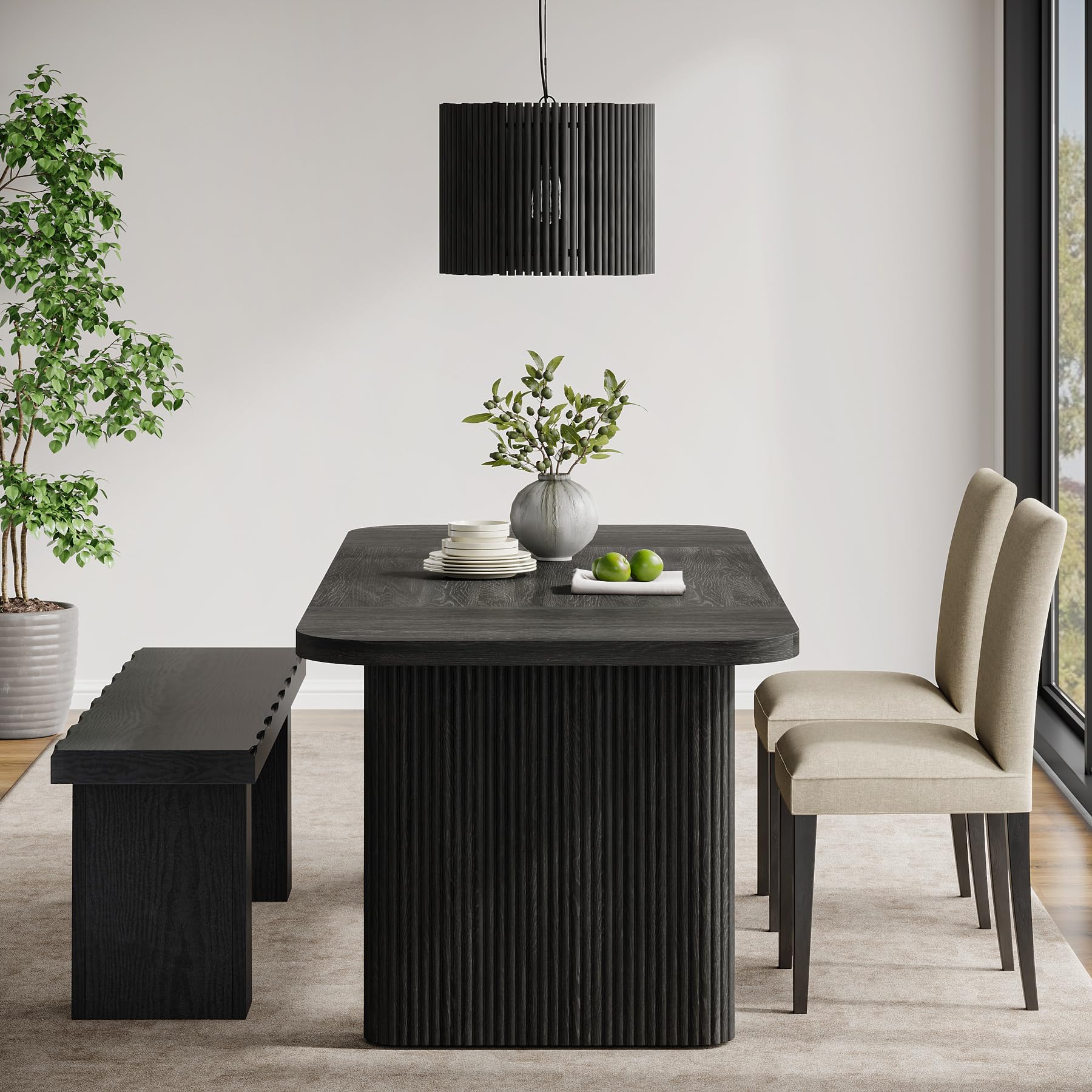 Tribesigns Wooden Dining Bench, 47-Inch Long Kitchen Bench with Sturdy Frame for Dining Room, Entryway, Living Room, Hallway, Easy Assembly (Black) - Image 4