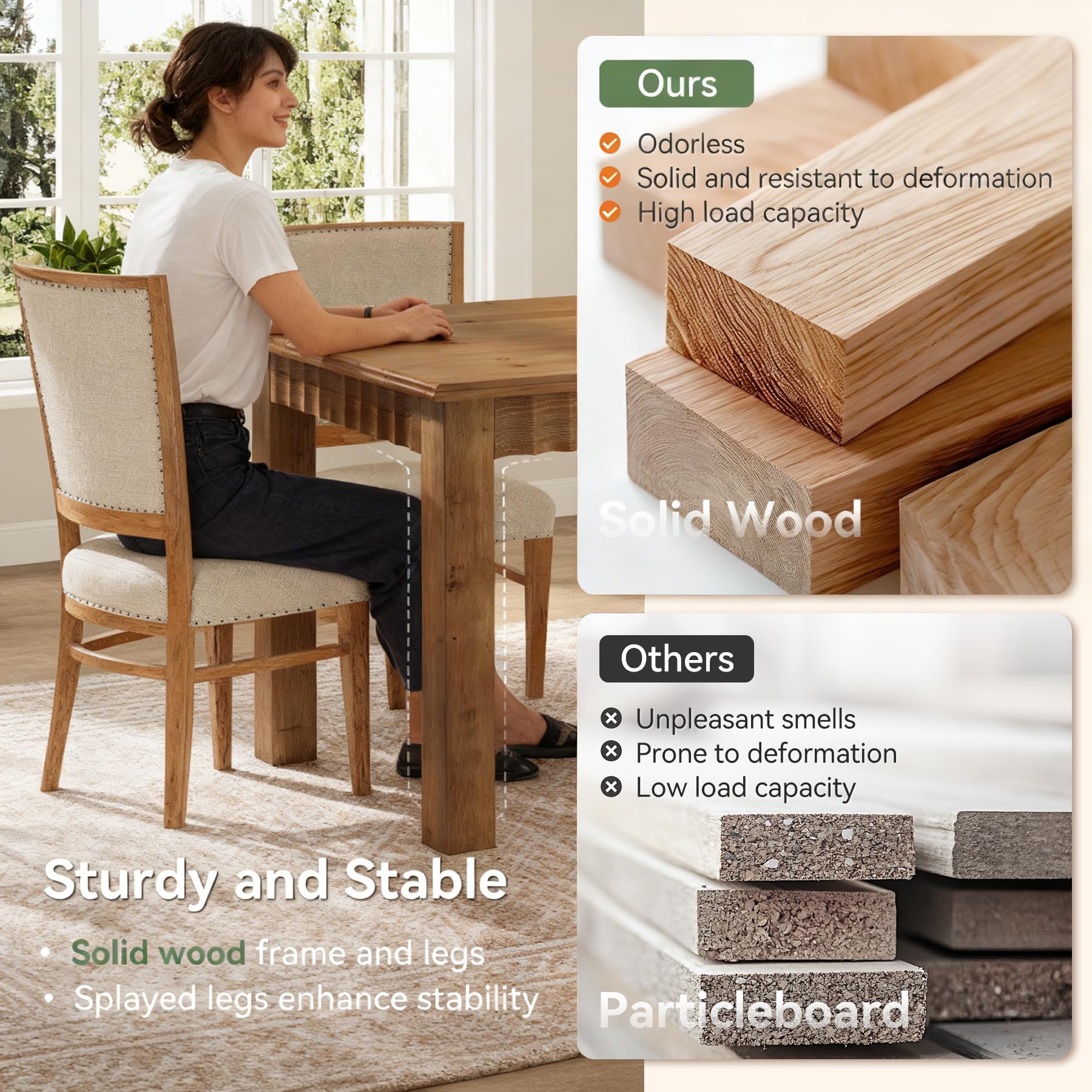 TRIBEWOOD 63-Inch Solid Wood Dining Table for 6 - Image 6