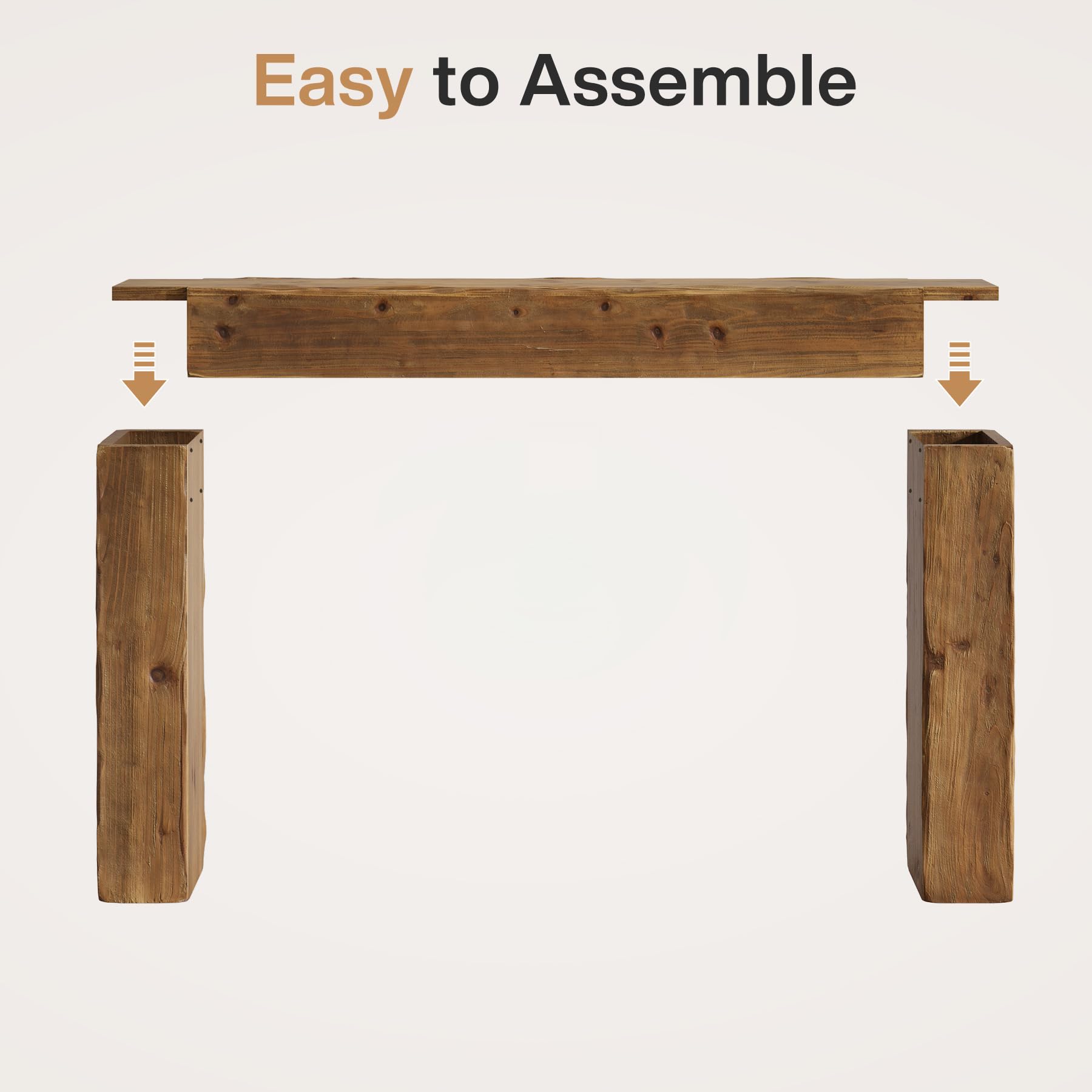 TRIBEWOOD Solid Wood Console Table, 63-Inch Farmhouse Sofa Table Behind Couch for Entryway, Living Room, Foyer, Easy Assembly (Rustic Brown) - Image 6