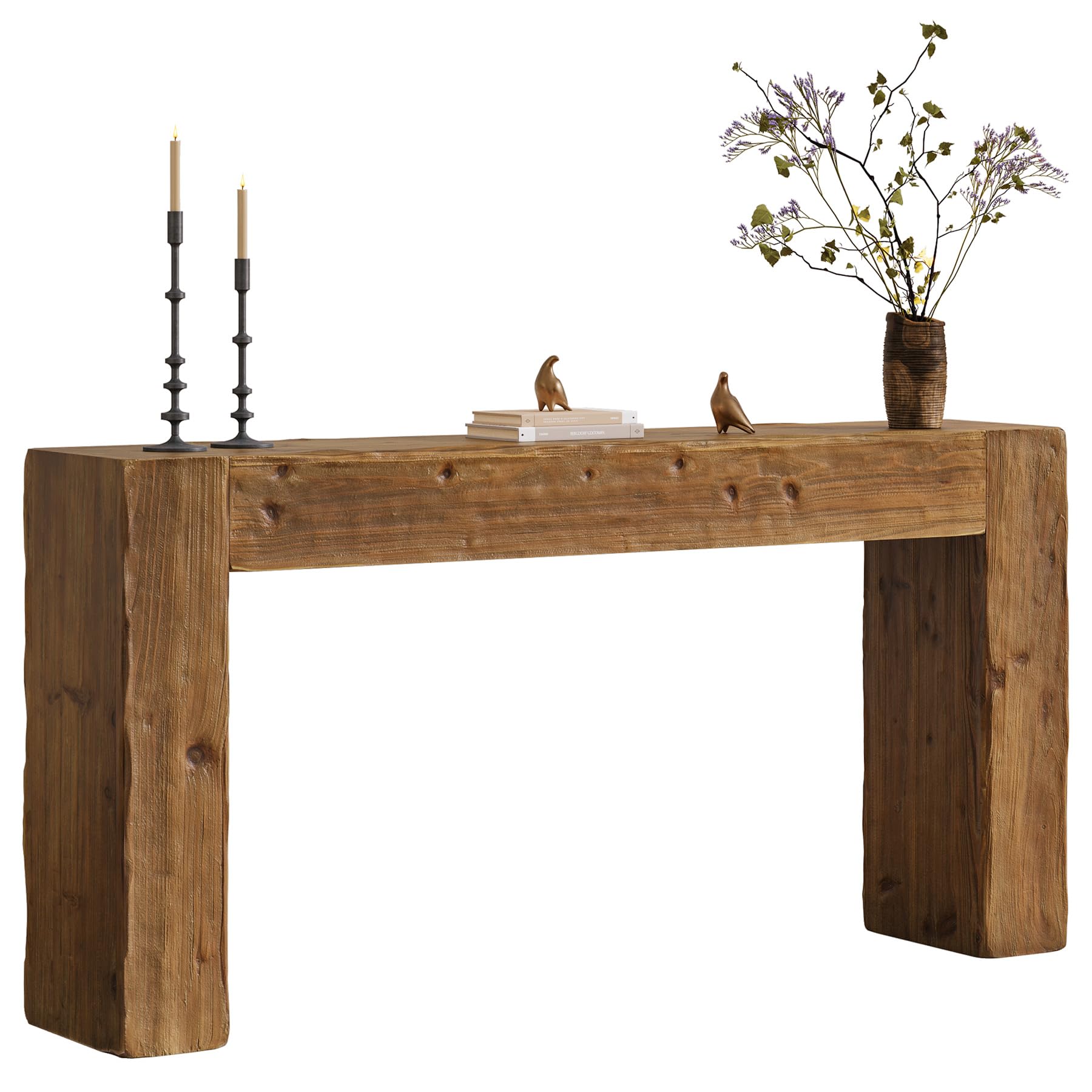 TRIBEWOOD Solid Wood Console Table, 63-Inch Farmhouse Sofa Table Behind Couch for Entryway, Living Room, Foyer, Easy Assembly (Rustic Brown) - Image 9