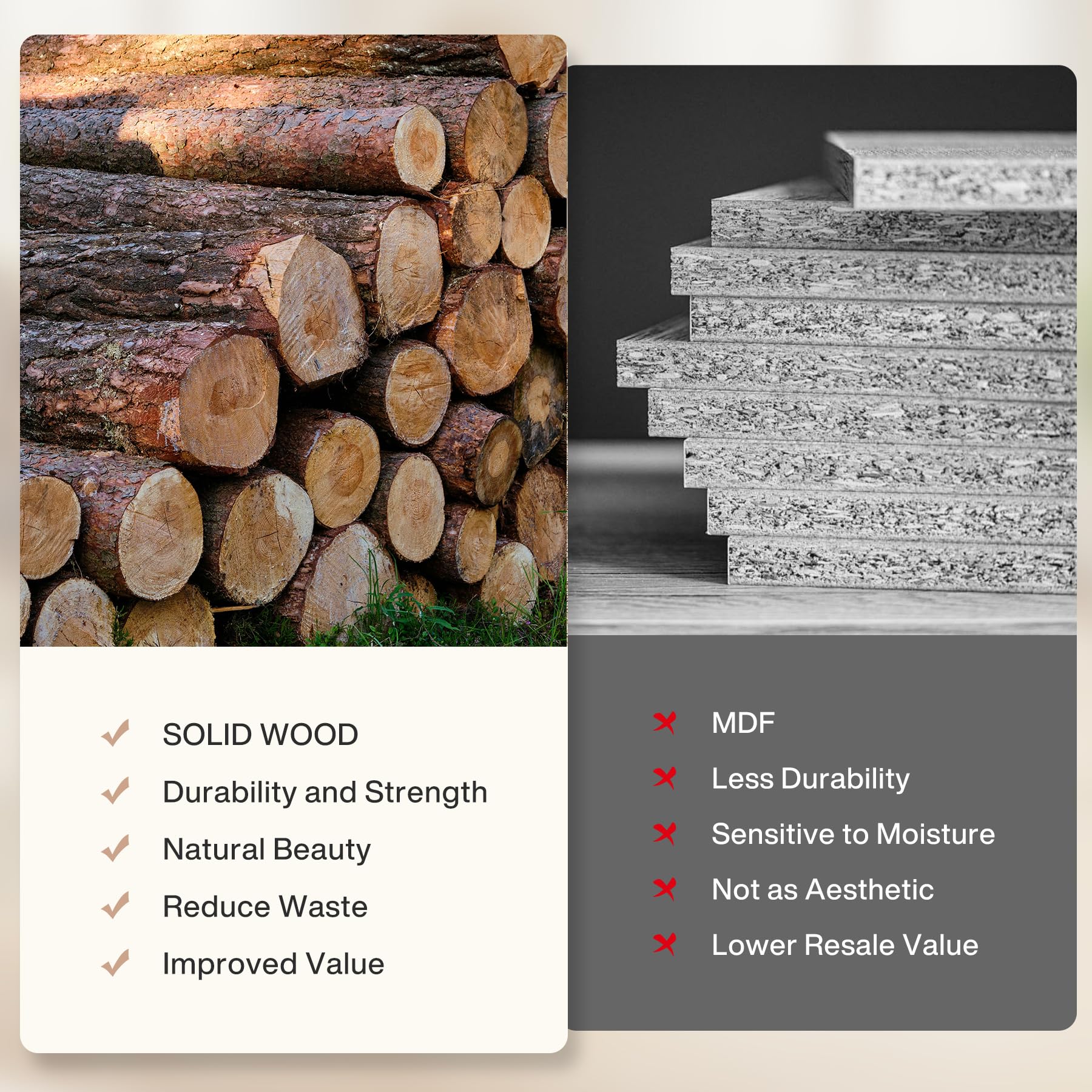 TRIBEWOOD Thickened Solid Wood Bench, 47" Rustic Farmhouse Entryway Bench with Artistic Legs, Heavy Duty Dining Bench for Kitchen, Living Room, Hallway, End of Bed, Natural Wood - Image 6